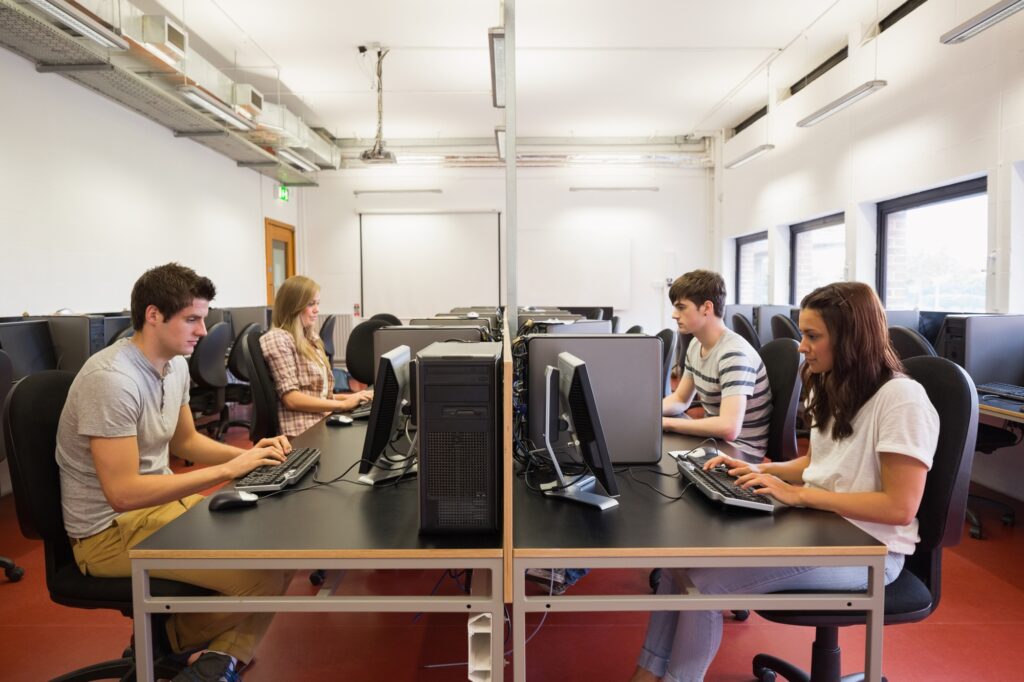 Students in a computer class