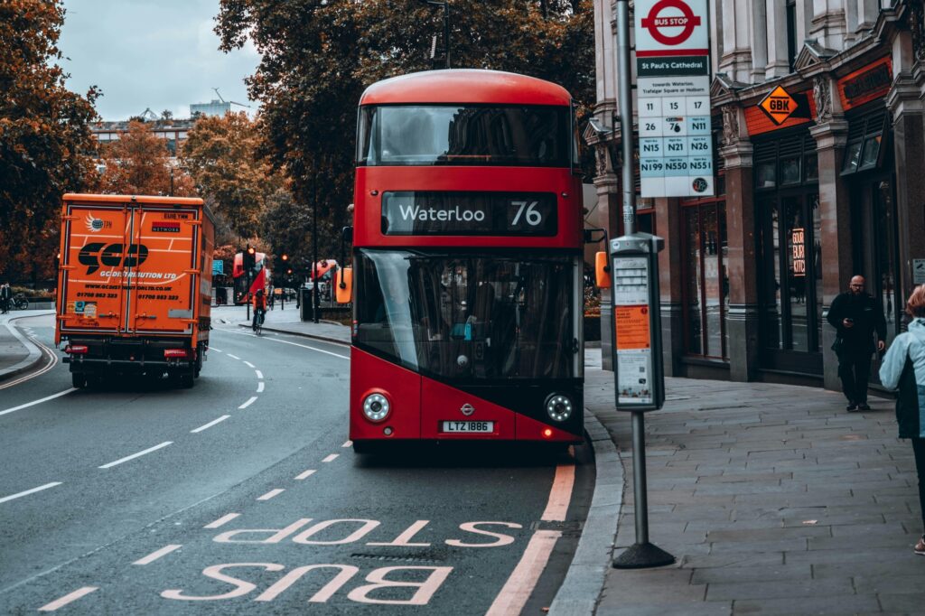 The double-decker bus going to Waterloo
