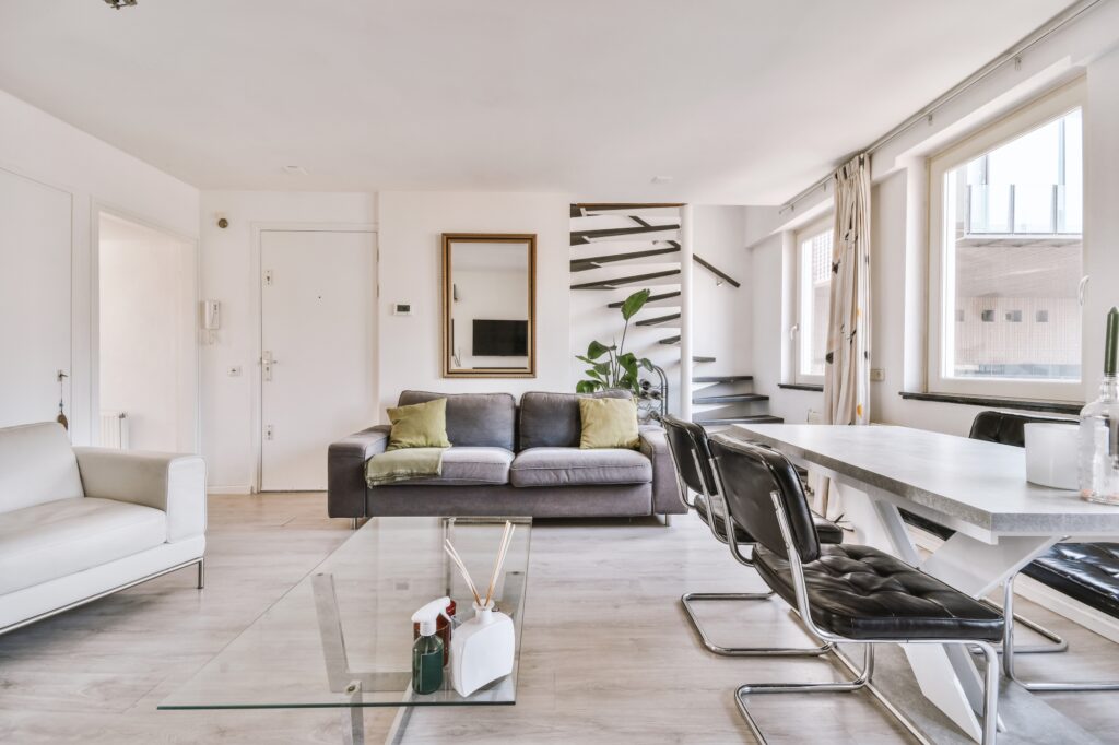 A spacious modern flat with large windows