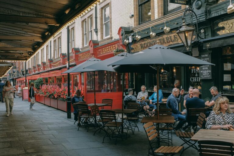 A row of restaurants in the concept of 'best local shops and markets in Chiswick'.